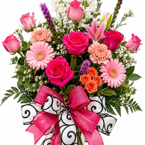 Blush & Bold vase arrangement by Clayton Florist