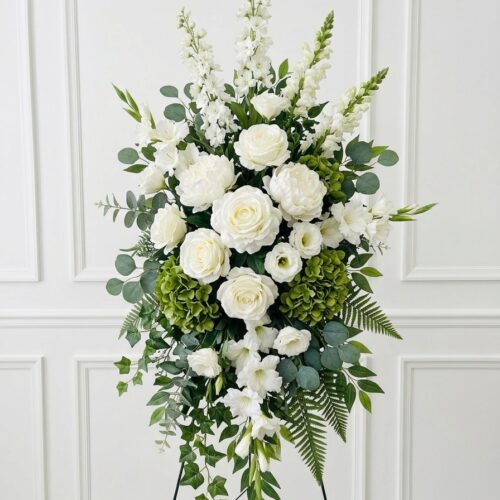 White Silk Tribute Spray