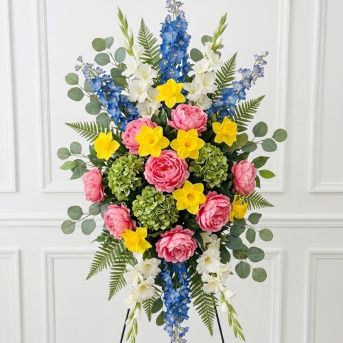 Blue & Yellow Silk Spray