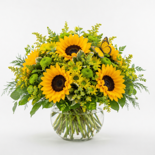 Golden Sunflower Bowl — Clayton Florist, Clayton NC