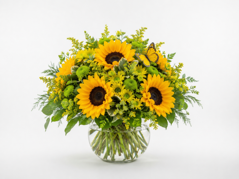 Golden Sunflower Bowl | Clayton Florist