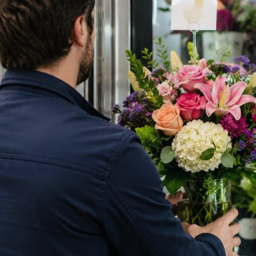 The self-service Grab and Go cooler at Clayton Florist