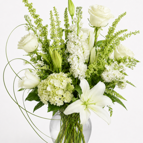 Everlasting Peace vase of white florals